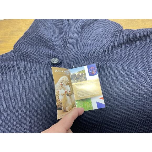 The Mariner Navy Blue Wool Shawl Collar Sweater Guideboat Co Made in England XL - Picture 6 of 15